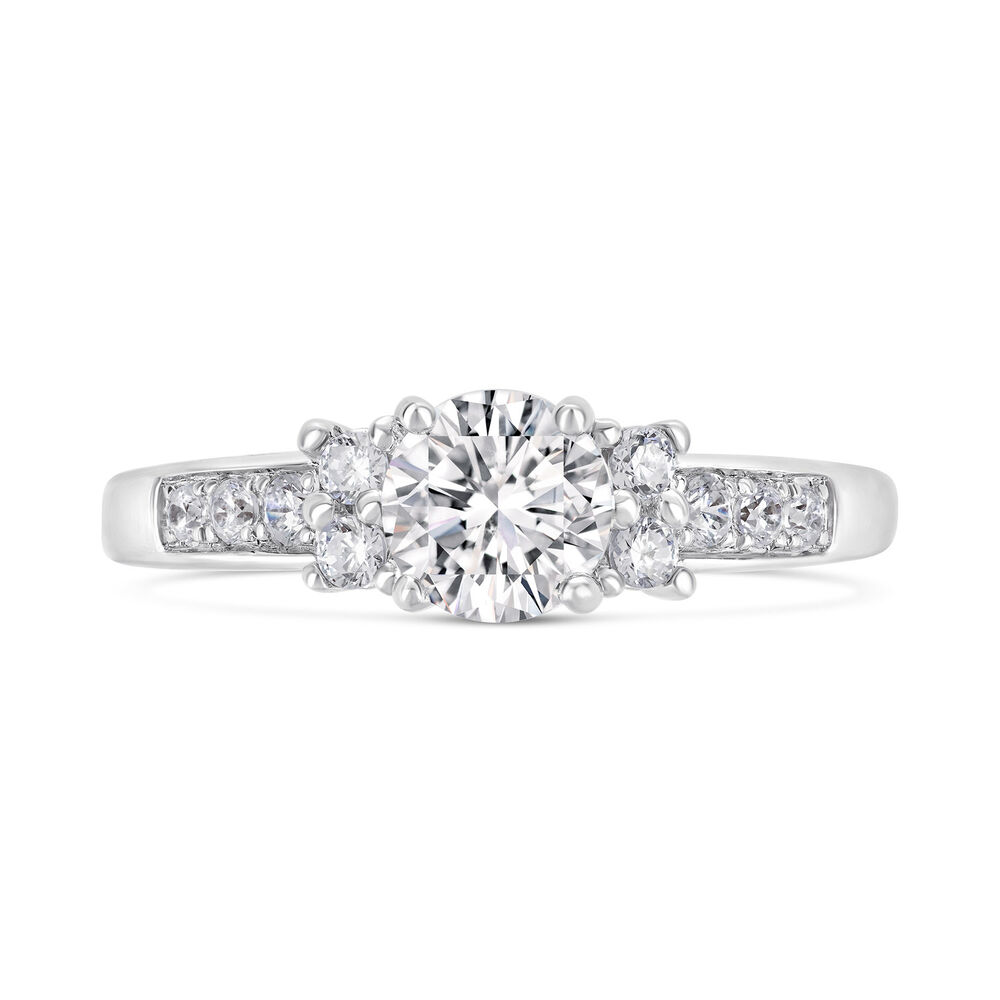 Sterling Silver Cubic Zirconia Sides and Channel Shoulders Ring image number 1