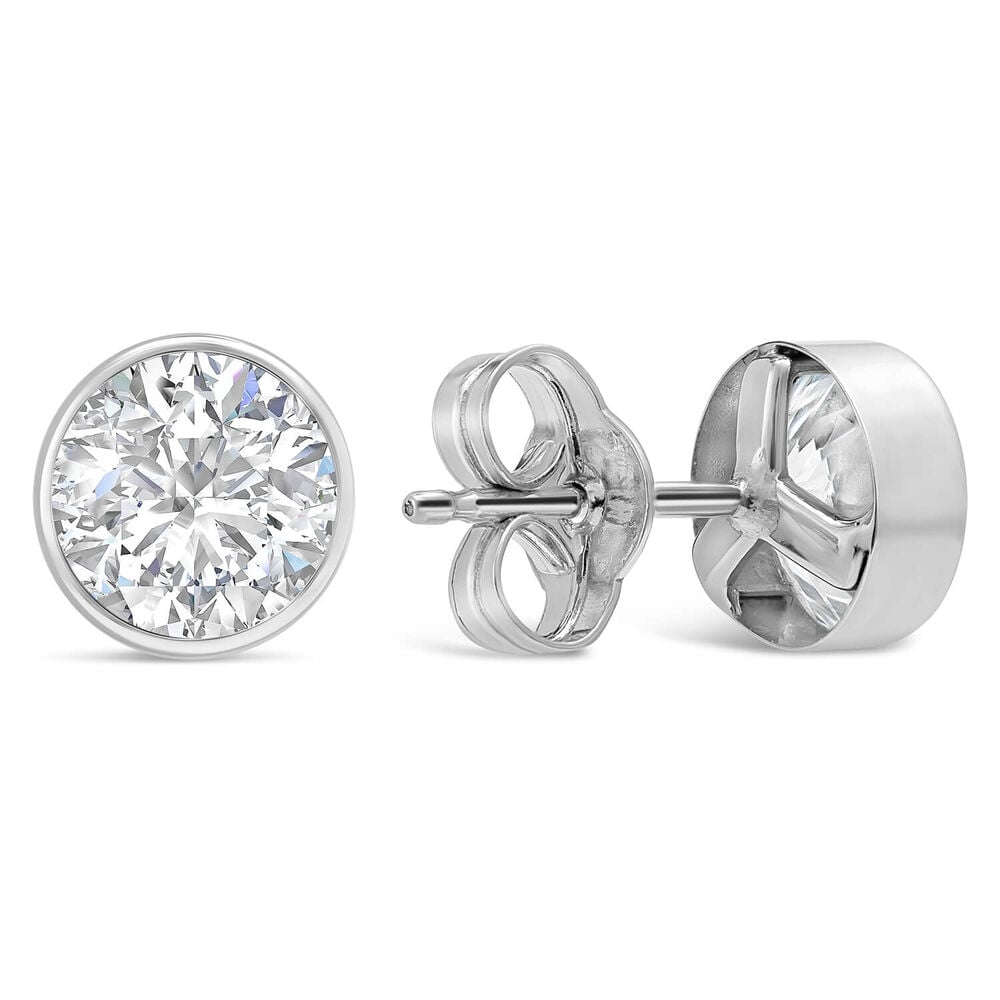 9ct White Gold Cubic Zirconia Stud Earrings image number 2