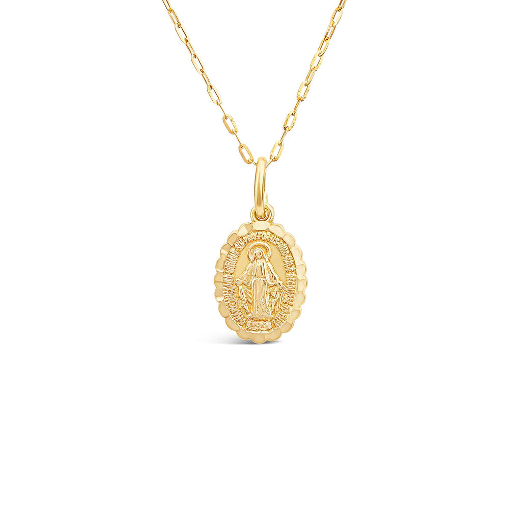 9ct Yellow Gold Polished Oval Miraculous Medal image number 0