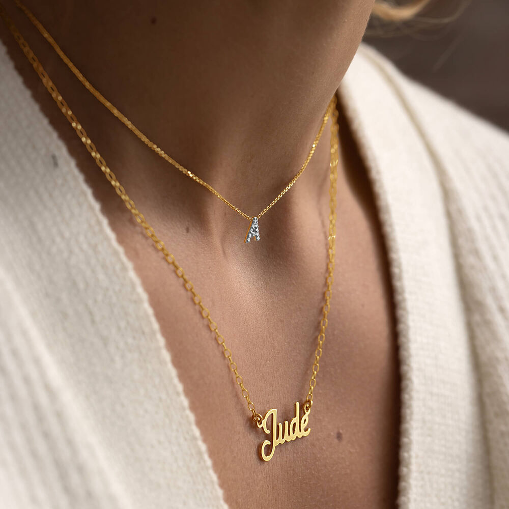 9ct Yellow Gold Personalised Name Necklace (up to 6 letters) (Special Order: 3-5 weeks) image number 9