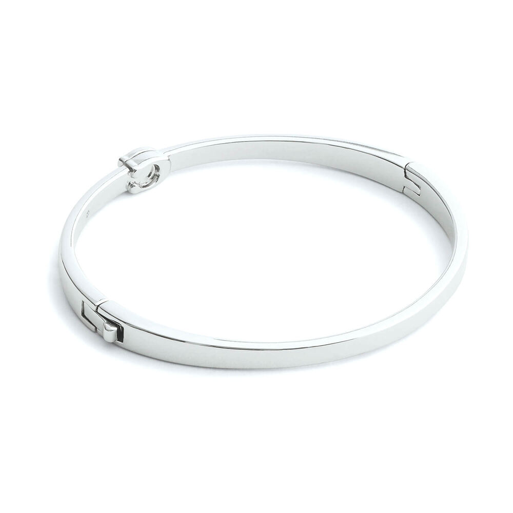 Coach Silver Tone Brass Signature C Bangle Bracelet