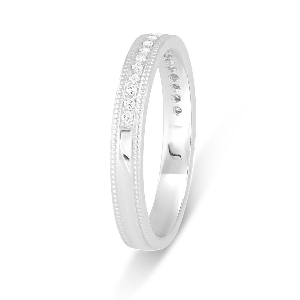9ct White Gold 0.10ct Diamond Dot 2.5mm Ladies' Wedding Ring image number 3
