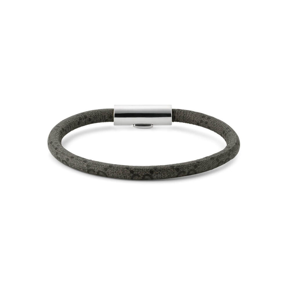 Gucci Trademark Supreme Dark Grey & Black Canvas Sterling Silver Tag Bracelet (Size XL, 7.5") image number 2