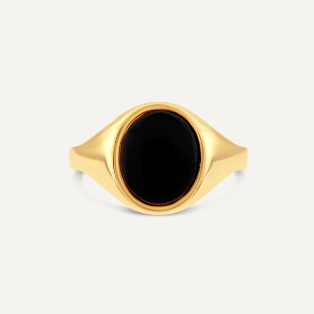 9ct Yellow Gold Men's Oval Onyx Signet Ring