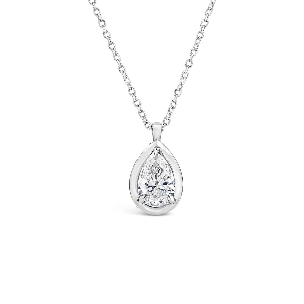 Born Orbit 9ct White Gold Lab Grown 0.82ct Oval Diamond Pendant