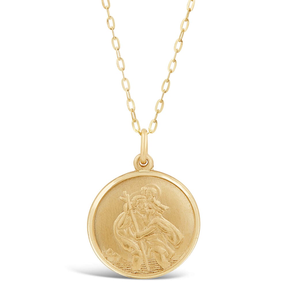 9ct Yellow Gold Round St Christopher's Medal Pendant (Chain Included) image number 0