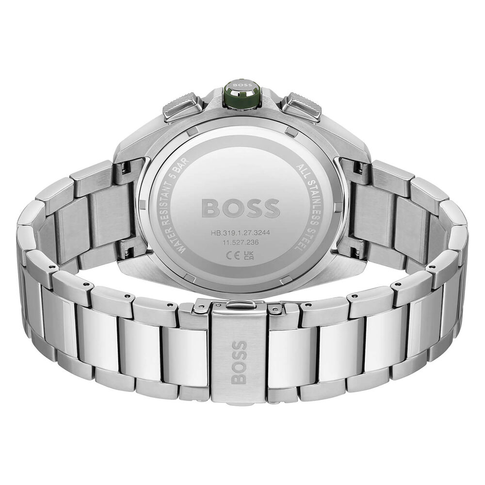 Hugo Boss Volane Chronograph 44mm Quartz Green Dial Steel Case Bracelet Watch image number 3