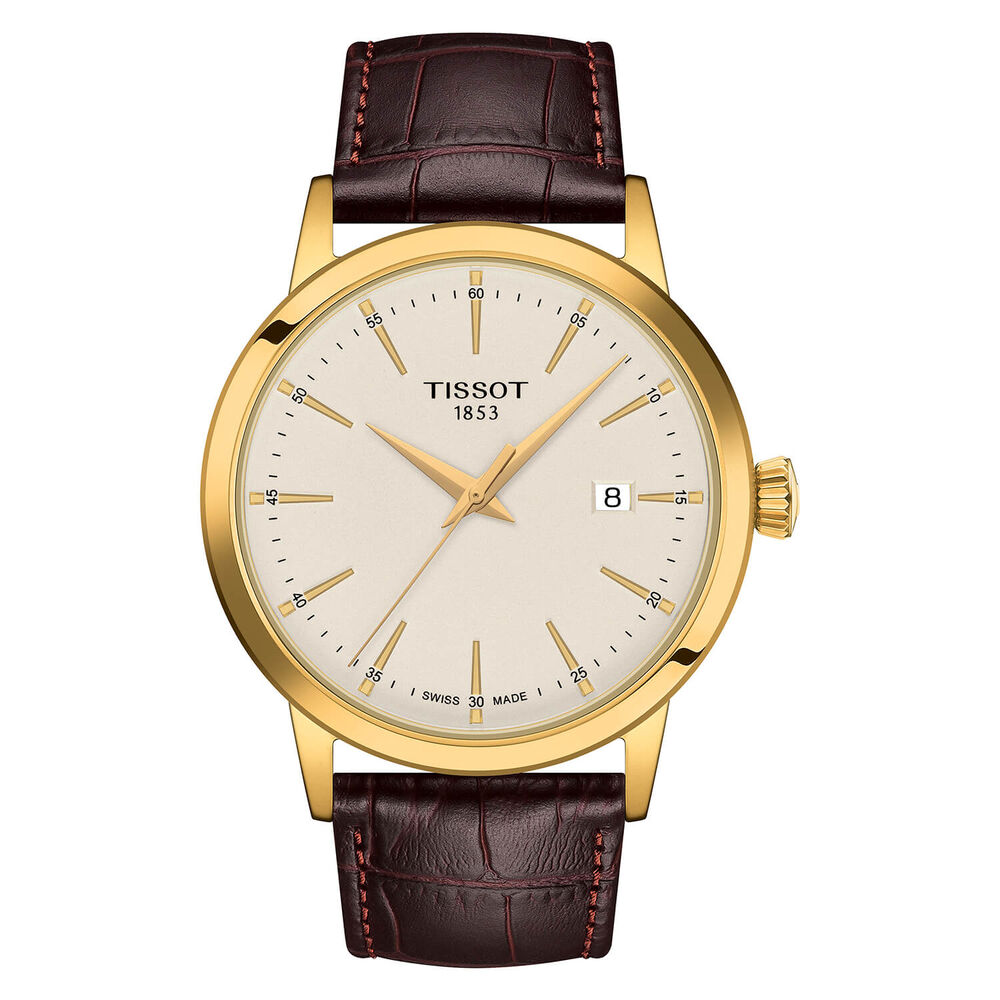 Tissot Classic Dream 42mm Cream Dial Brown Strap Watch image number 0