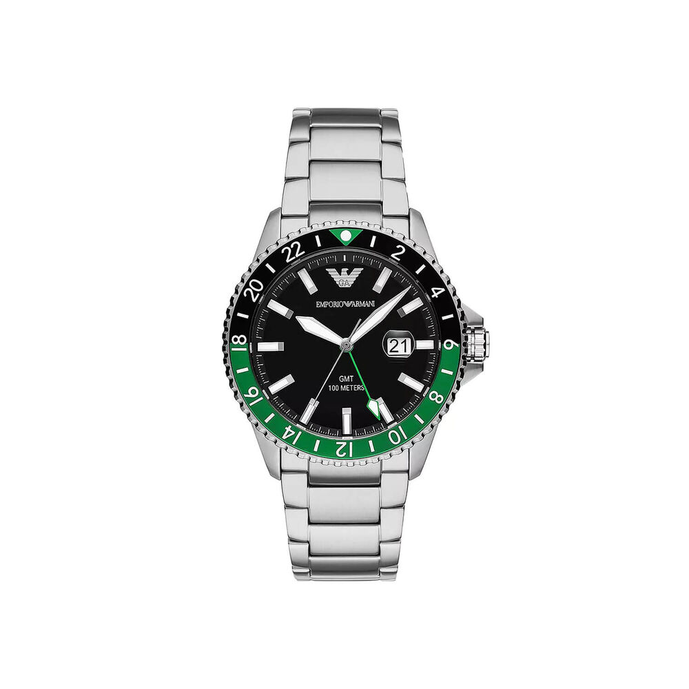 Emporio Armani Diver 42mm Black Dial Steel Bracelet Watch image number 0
