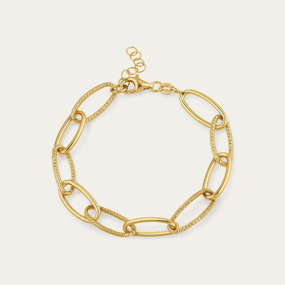 Yellow Gold Plated Sterling Silver Open Curb Link Bracelet