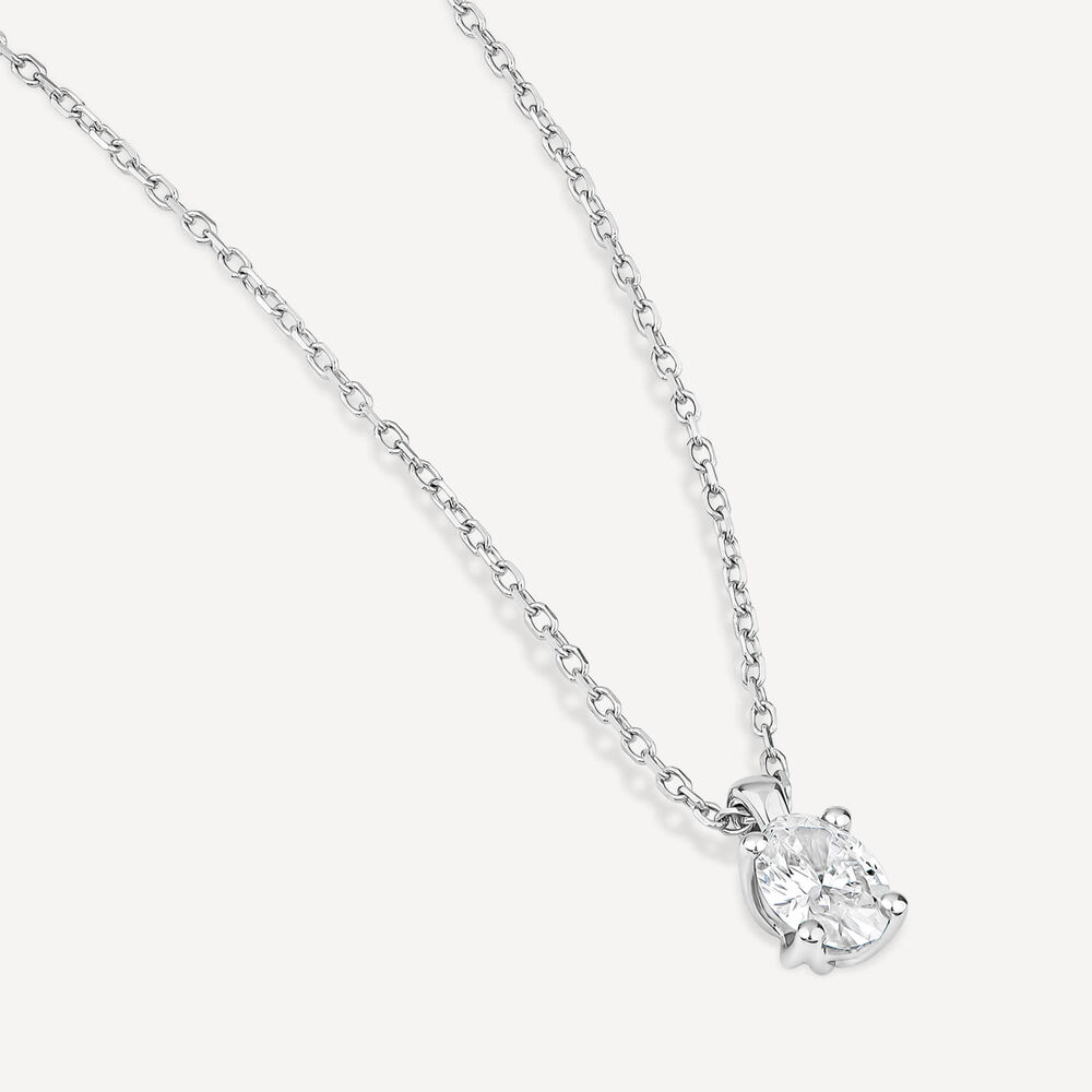 Born 9ct White Gold 0.30ct Lab Grown Oval Diamond Pendant image number 2