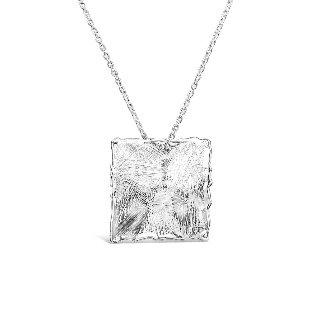 Sterling Silver Square Shaped Hammered & Brushed Finish Pendant image number 0