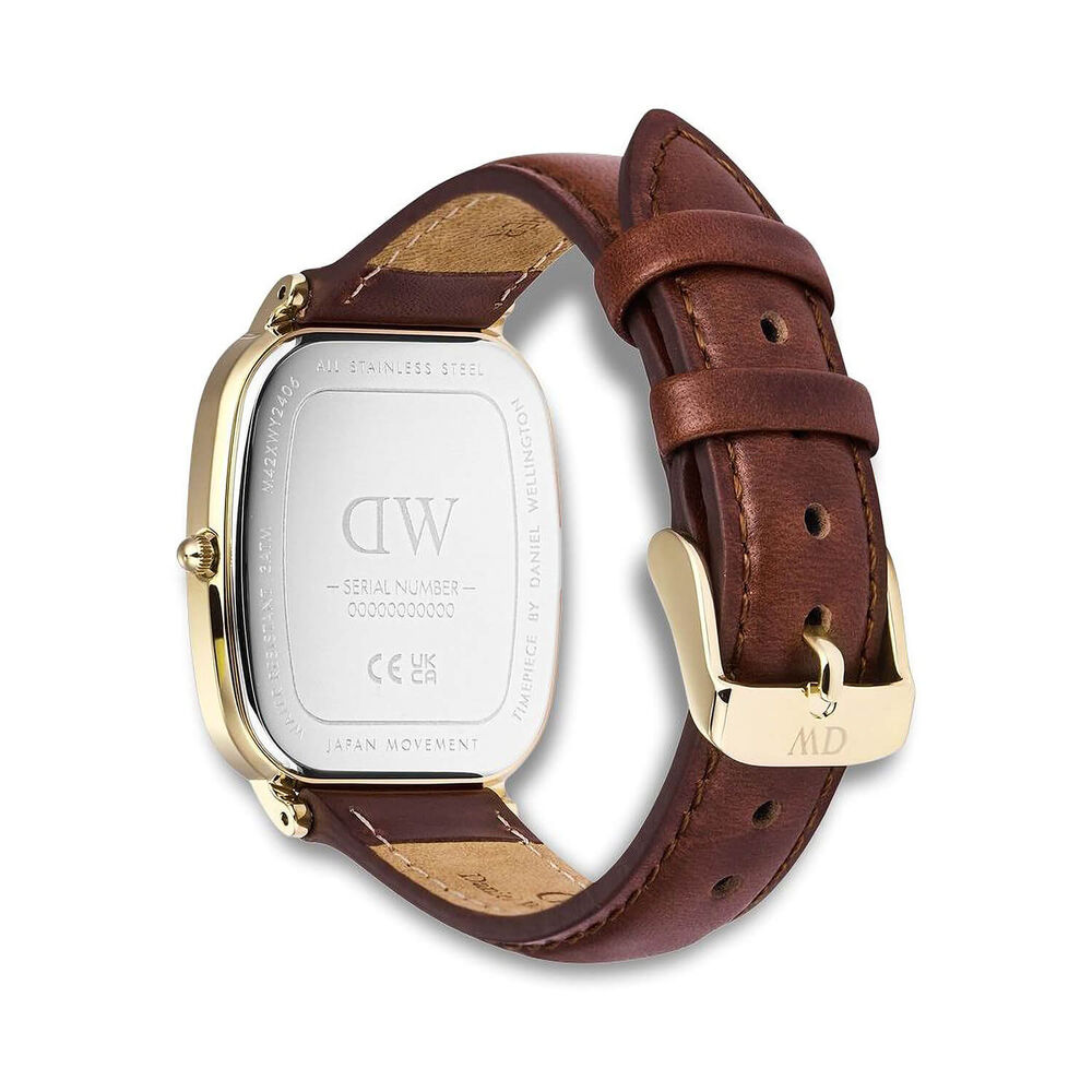 Daniel Wellington Vintage St Mawes Gold 32x36.3mm Dial Brown Leather Strap Watch image number 3