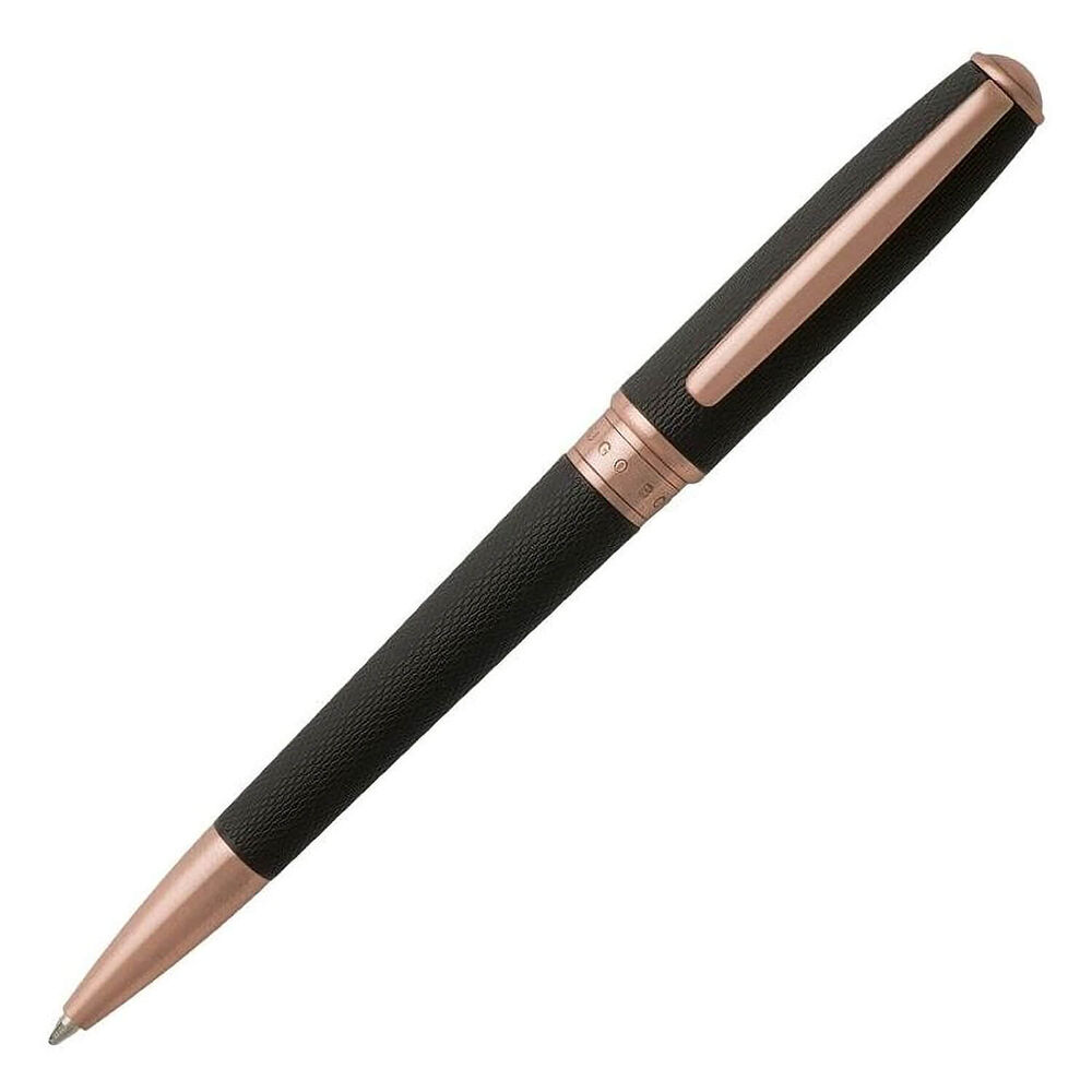 Hugo BOSS Essential Two-Toned Black and Rose Gold Ballpoint Pen image number 0