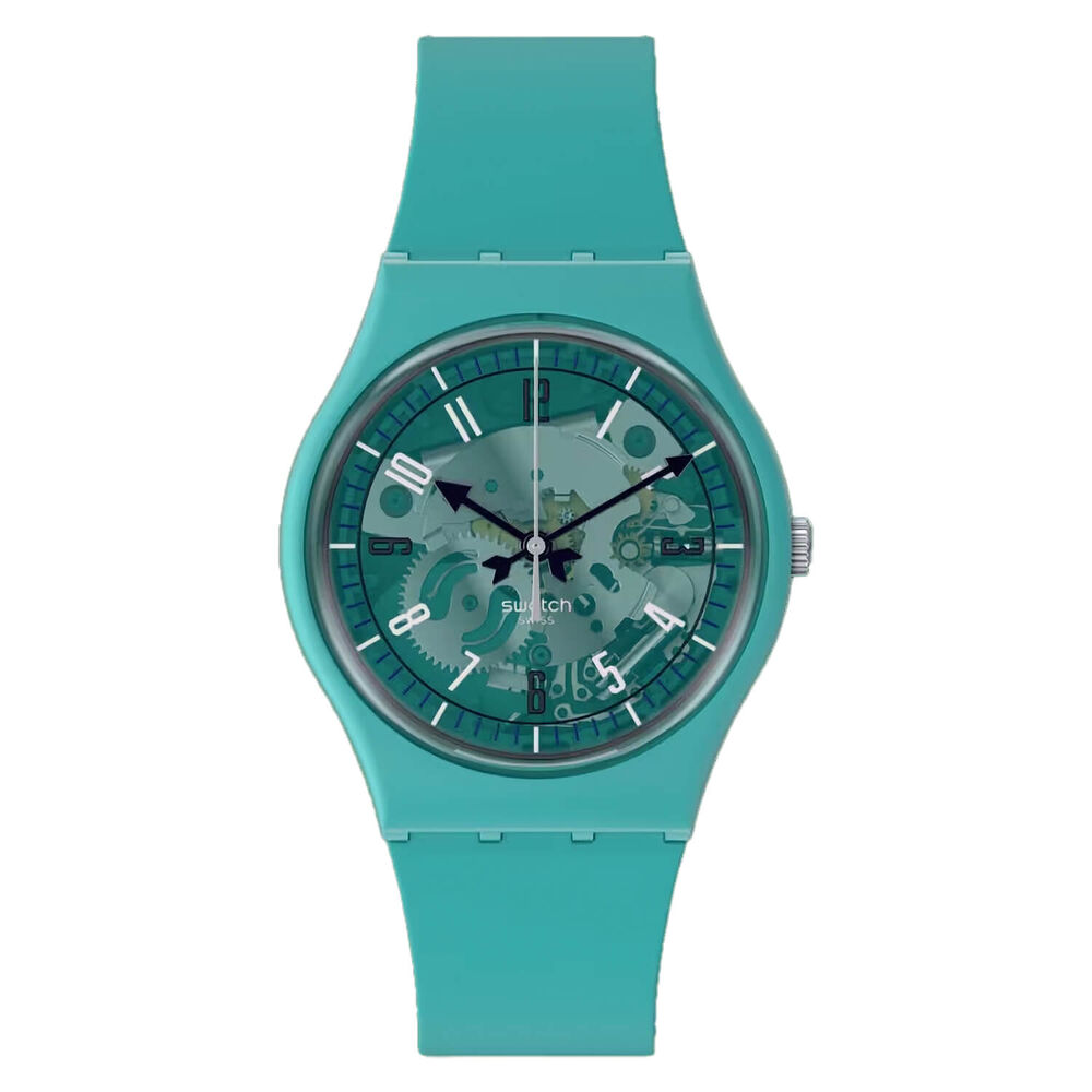 Swatch Photonic Turquoise Dial & Silicone Strap Watch image number 0
