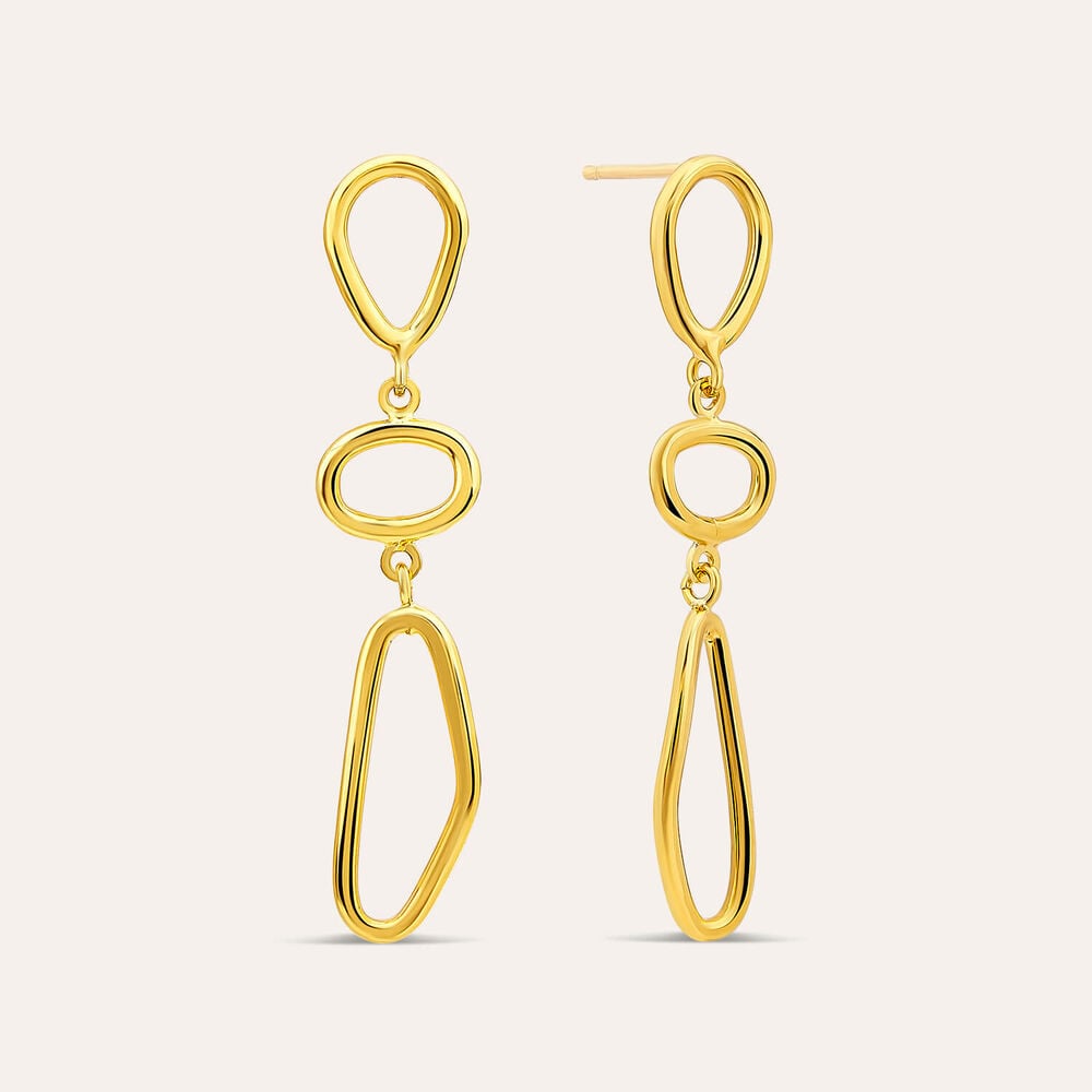 Yellow Gold Plated Sterling Silver Open Tear Loop Drop Earrings