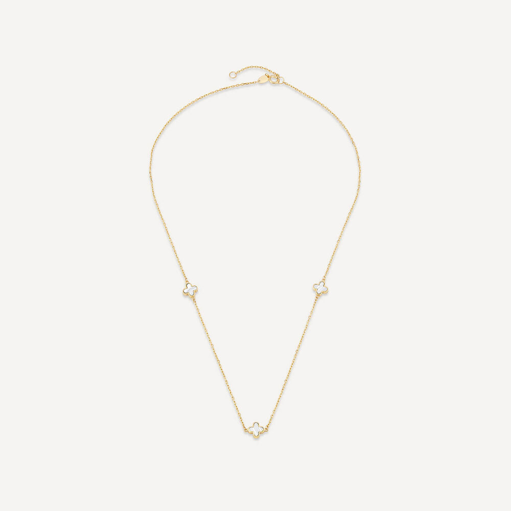 9ct Yellow Gold Mother of Pearl Petal Necklet image number 3