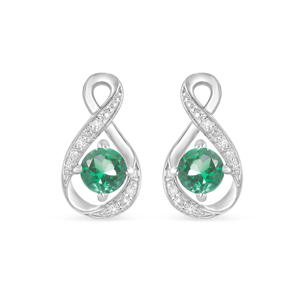 Sterling Silver and Cubic Zirconia May Birthstone Stud Earrings image number 0