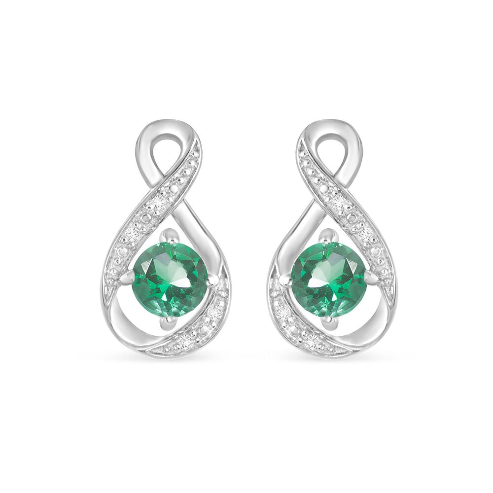 Sterling Silver and Cubic Zirconia May Birthstone Stud Earrings image number 0