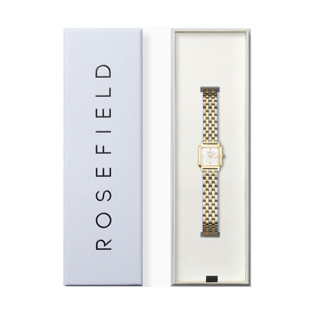 Rosefield Boxelle Duotone 19.5x19.5mm White Matte Dial 23k Gold Plated Steel Bracelet Watch image number 5