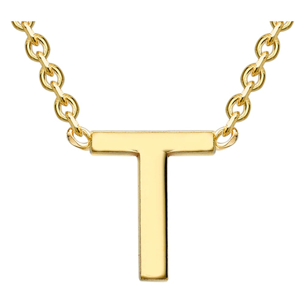 9 Carat Yellow Gold Petite Initial T Necklet (Special Order) image number 0
