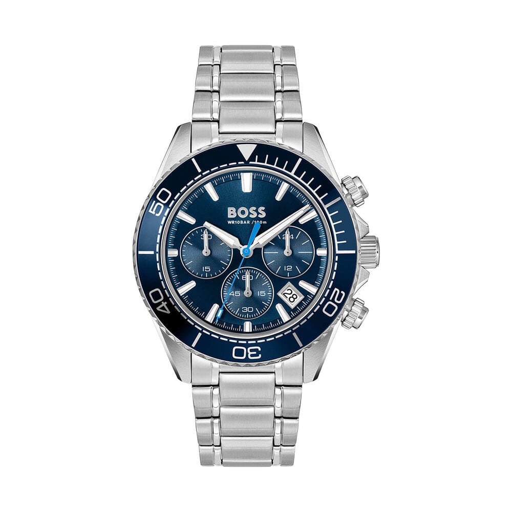 BOSS Sealiner 44mm Blue Dial Stainless Steel Bracelet Chronograph Watch image number 0