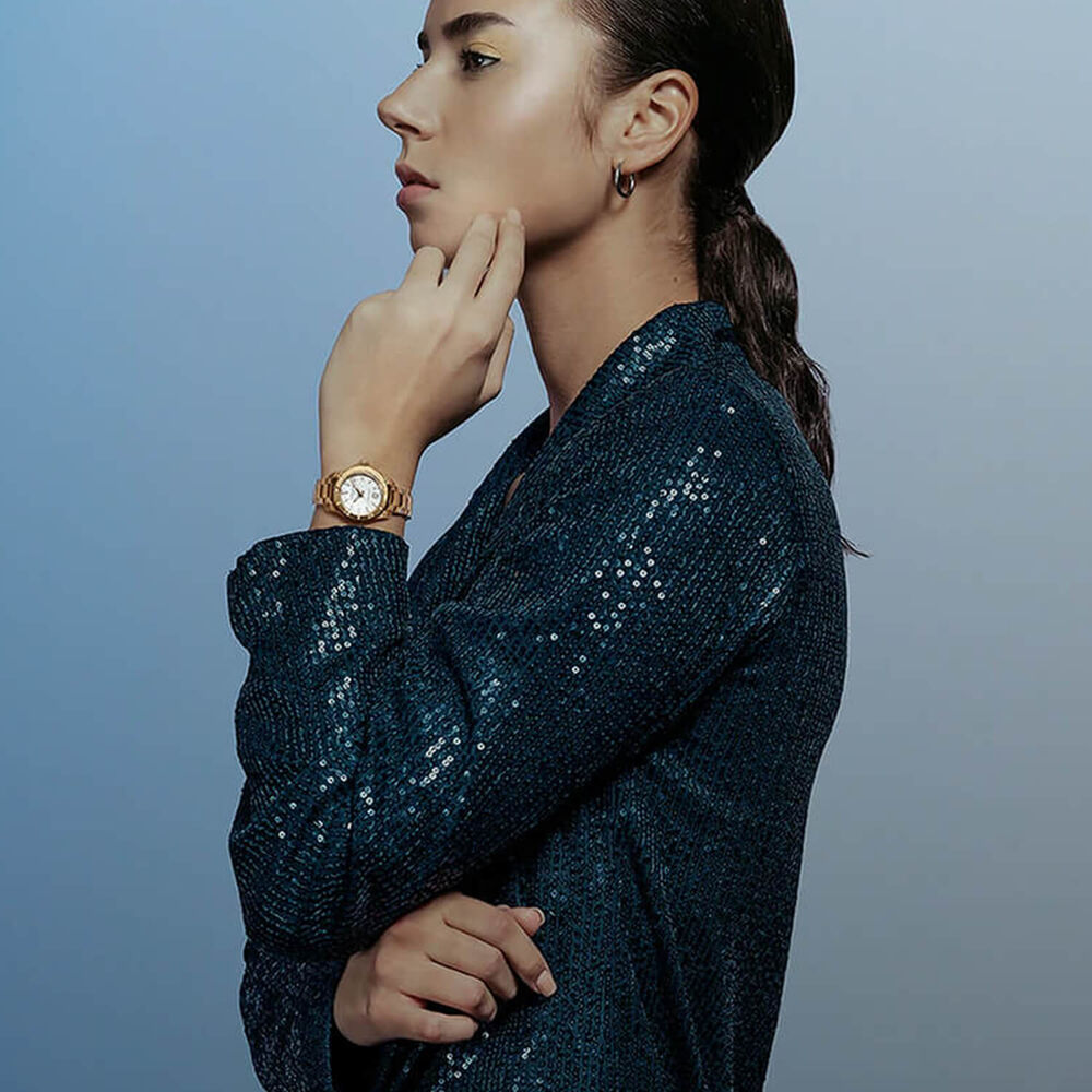 Certina DS Action Lady 29mm Mother of Pearl Dial Gold Tone Steel Bracelet Watch image number 5