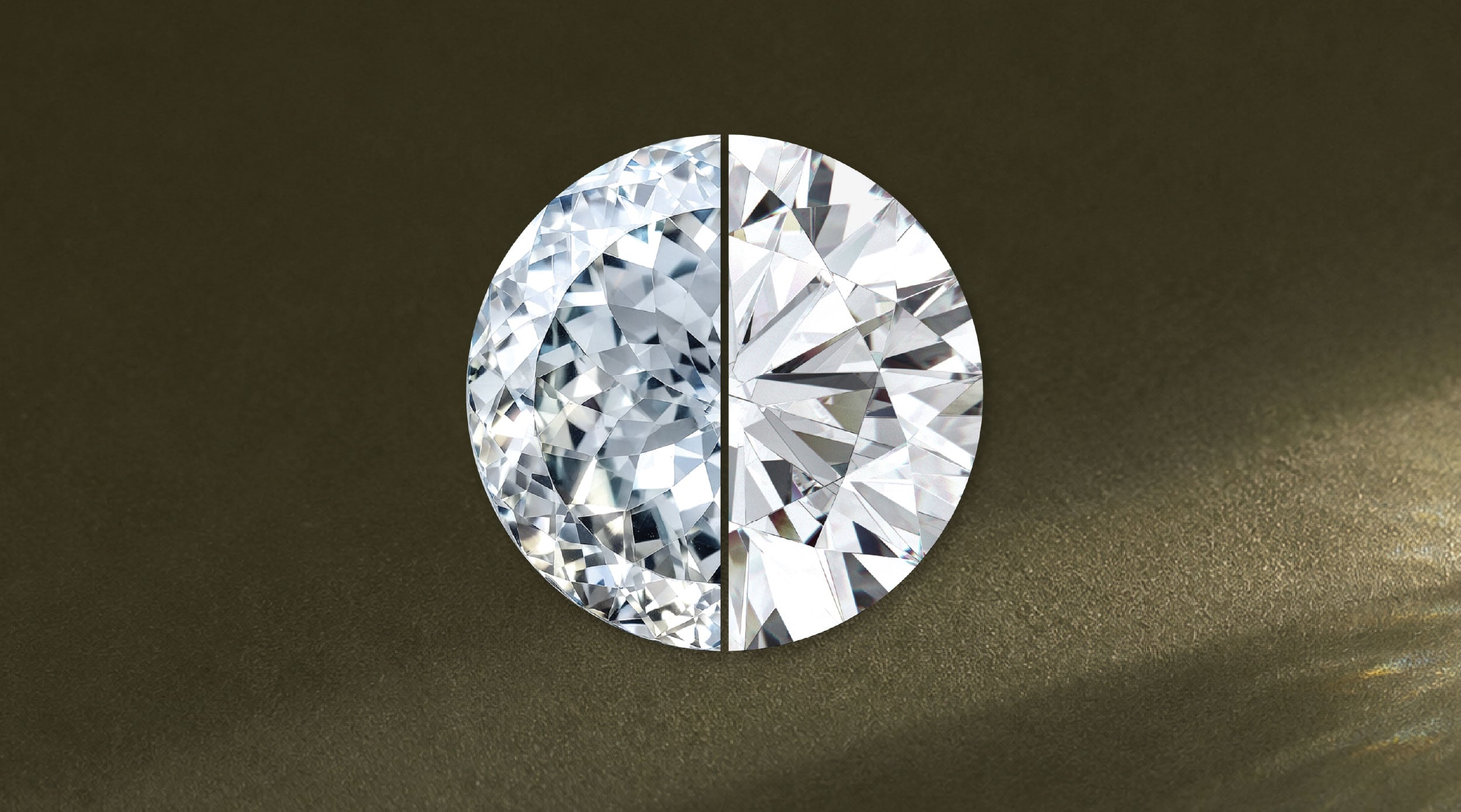 Round Nova diamond compared with a round brilliant diamond