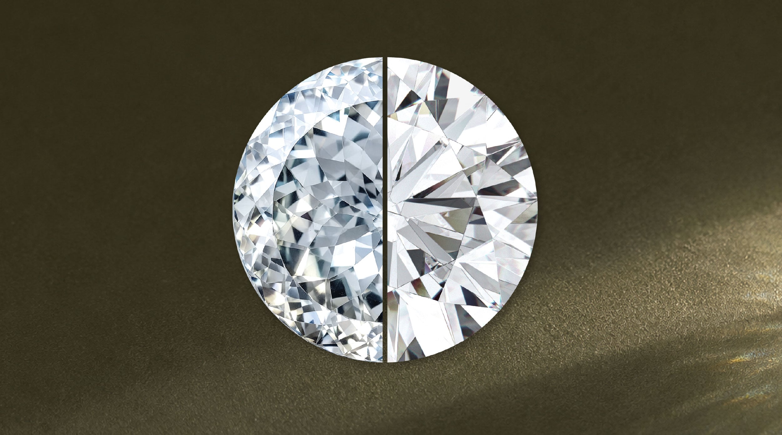 Round NOVA cut diamond compared with a round brilliant cut diamond