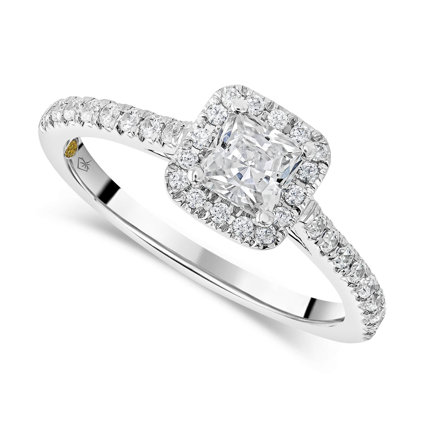 Northern Star 0.80ct Diamond Halo Stone Shoulders 18ct White Gold Ring