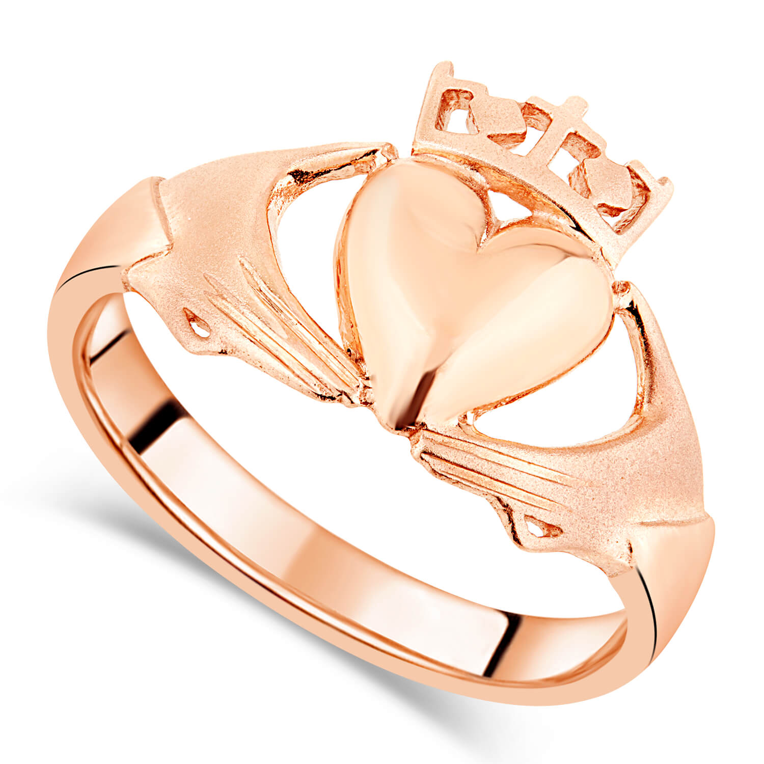 10ct Rose Gold Simple Ladies Claddagh Ring