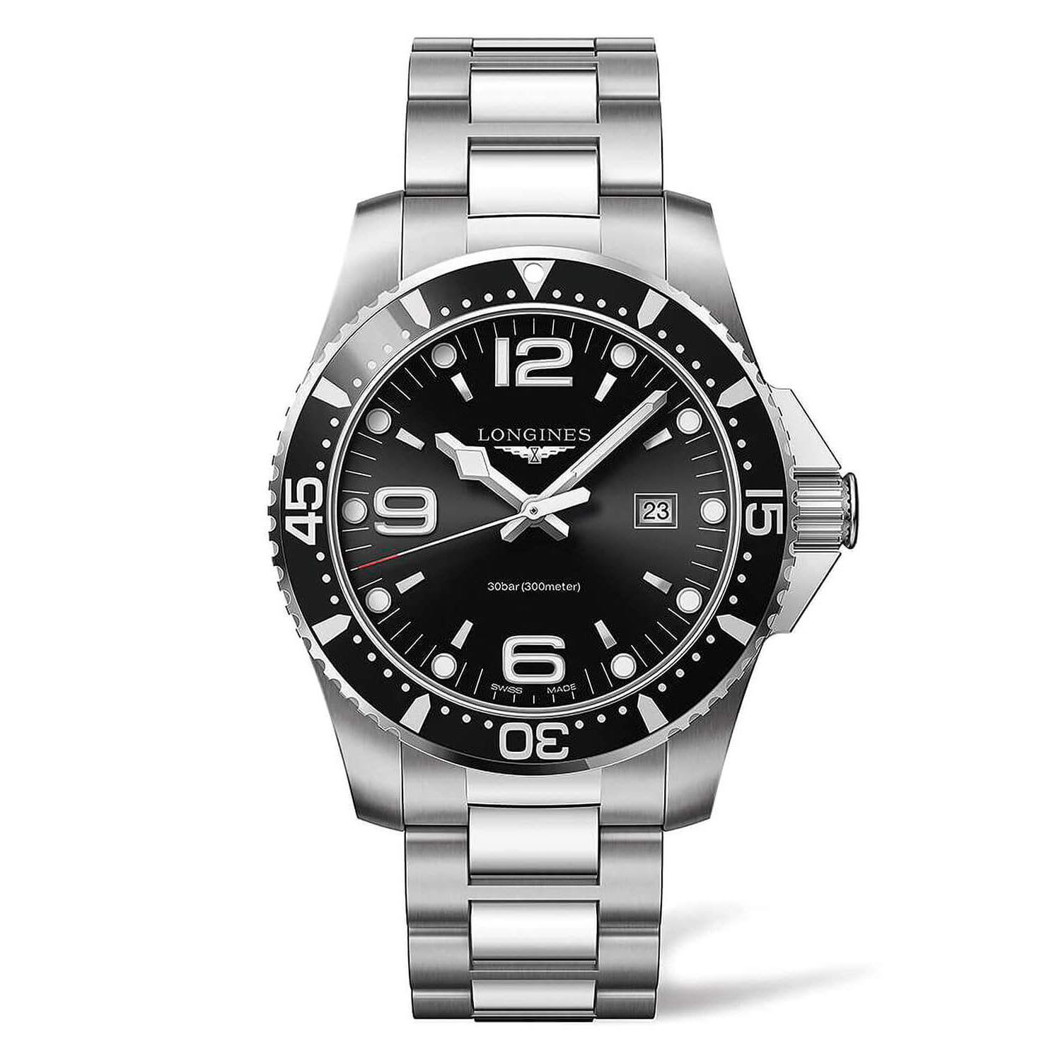 Longines Hydro Conquest 44mm Black Dial Stainless Steel Bracelet Watch