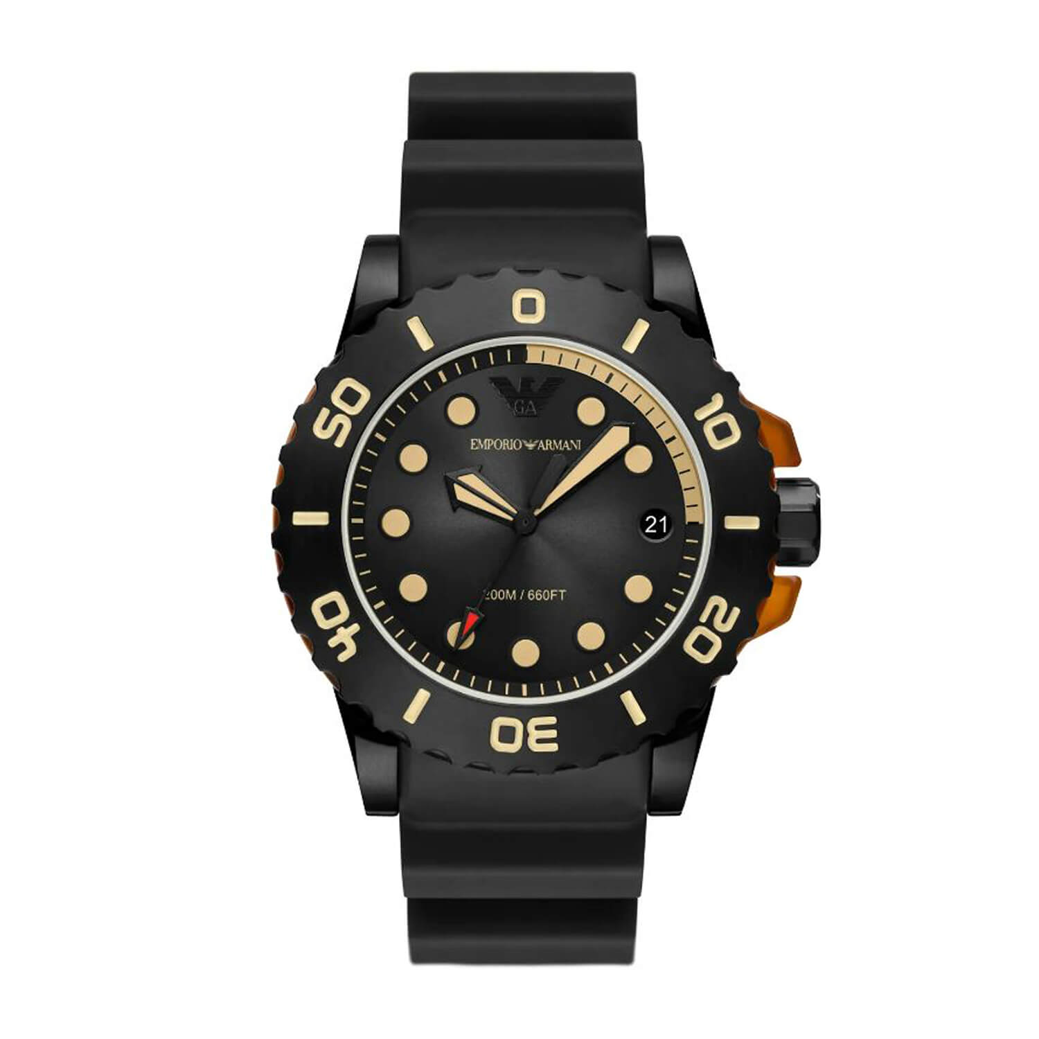 Emporio Armani Aqua 46mm Black Dial PVD Case Strap Watch