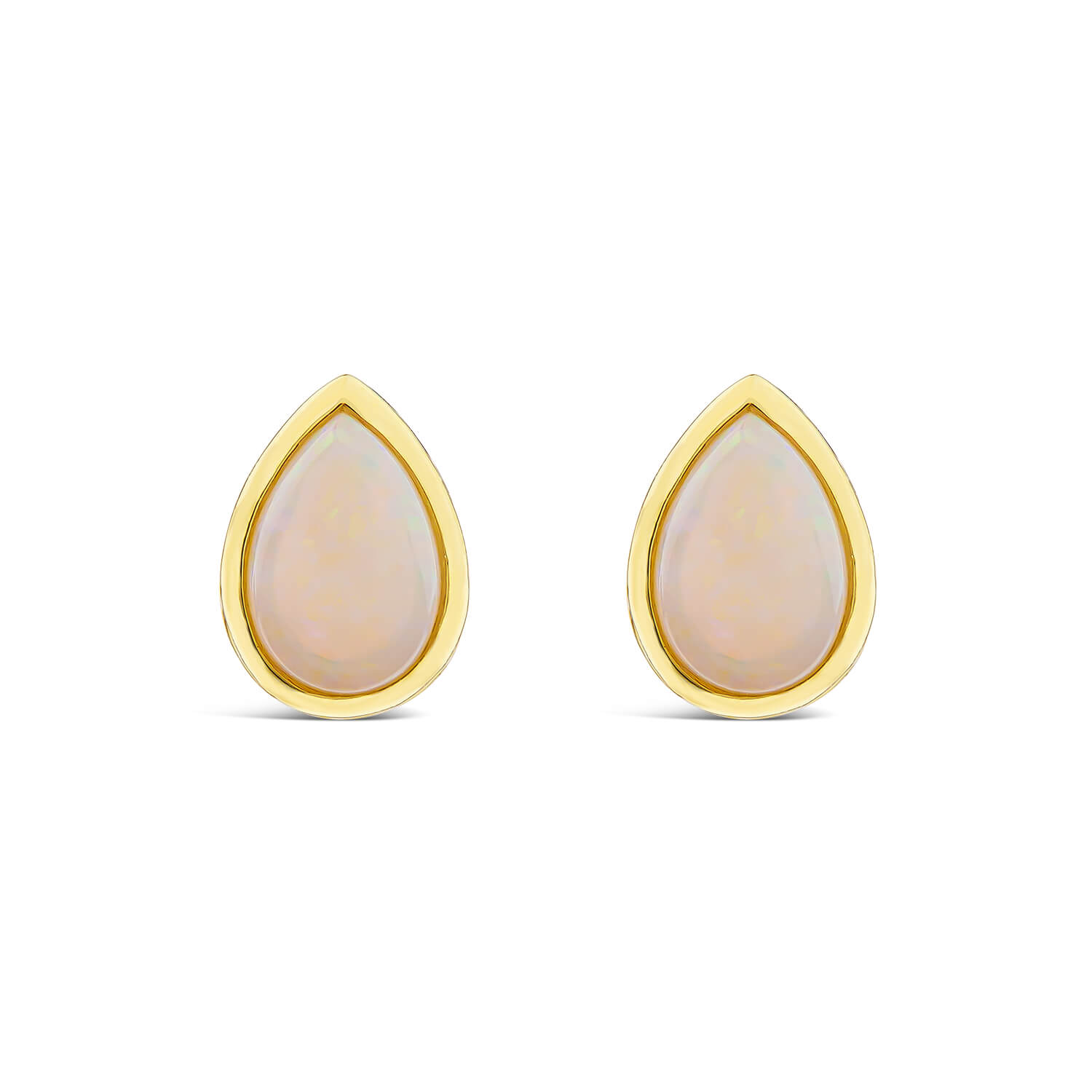 9ct Yellow Gold Teardrop Opal Gold Frame Stud Earrings