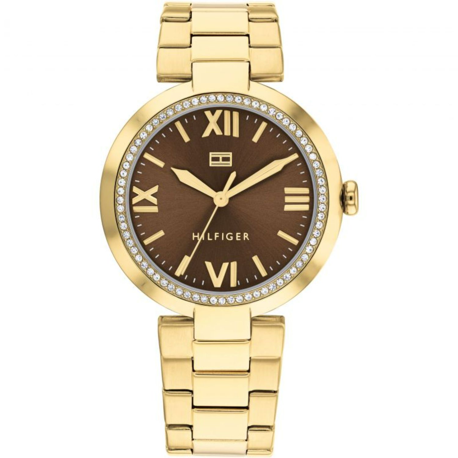 Tommy Hilfiger 34mm Brown Dial Yellow Gold IP Case Watch