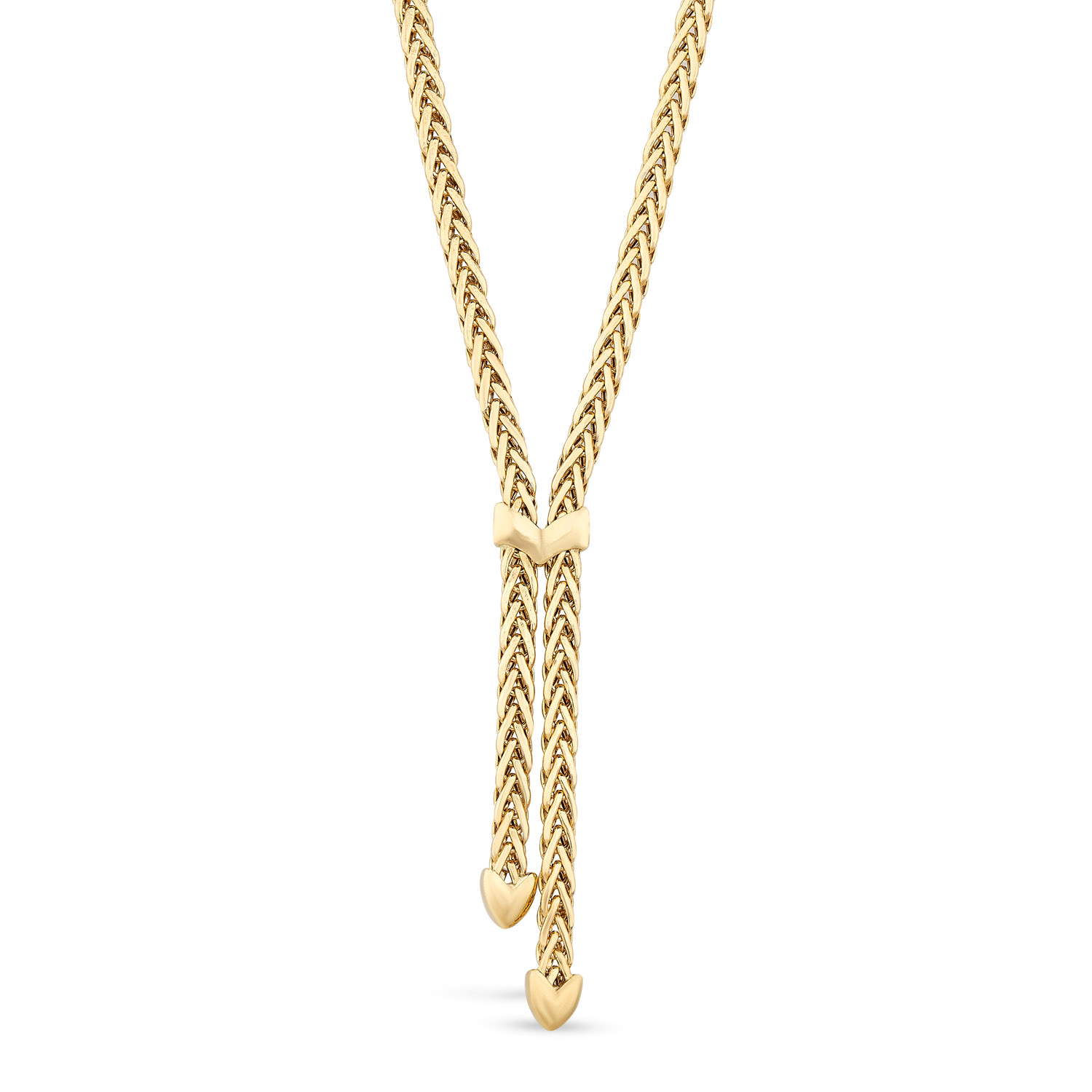 9ct Yellow Gold Herringbone Polished Tassel Necklet